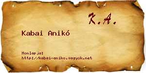 Kabai Anikó névjegykártya